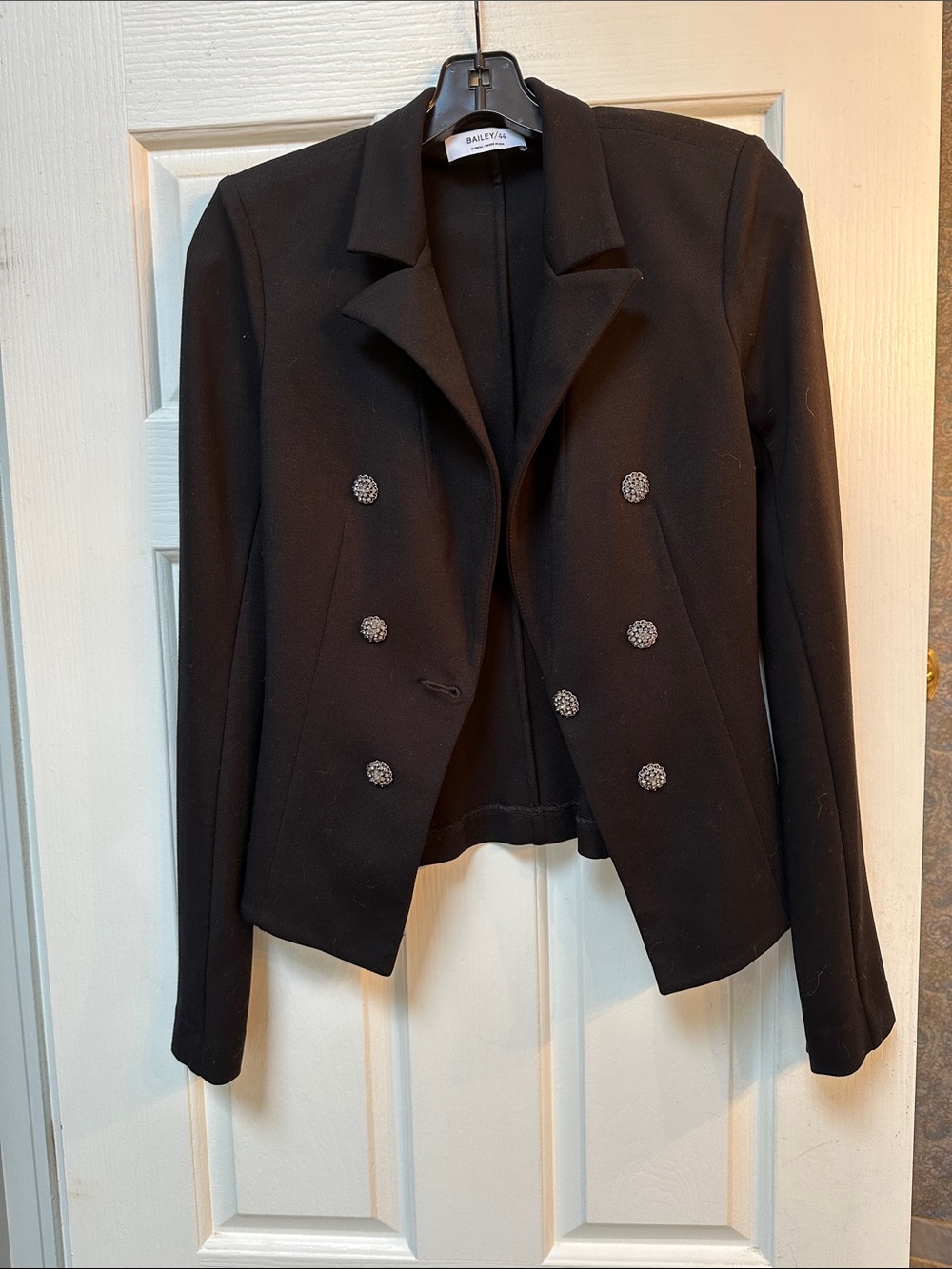 Bailey 44 Black Double-Breasted Blazer with Decorative Buttons